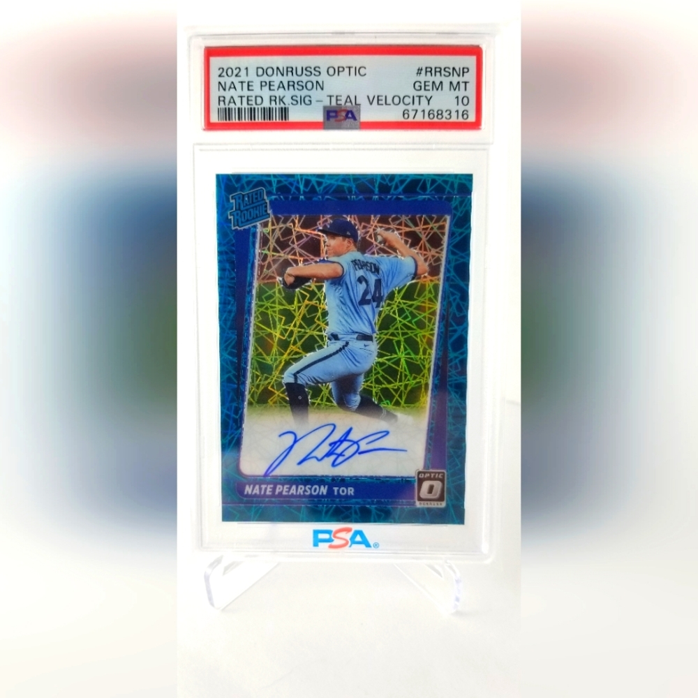 2021 Donruss Optic Nate Pearson RC Auto RR Teal Velocity/35 #RRSNP- PSA 10